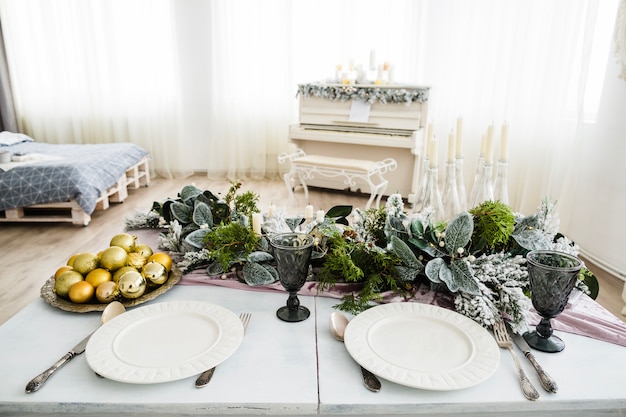 Table with christmas decoration