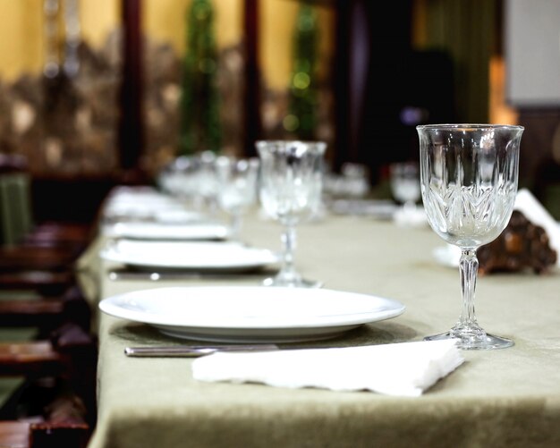 Table with glasses and cutlery