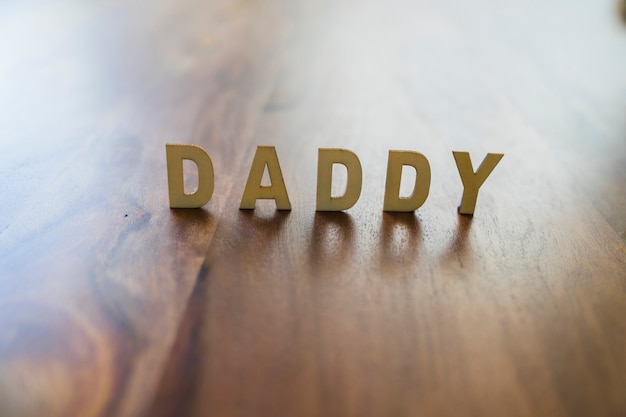 Table with letters for father's day