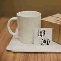 Free photo table with mug and gift for father's day