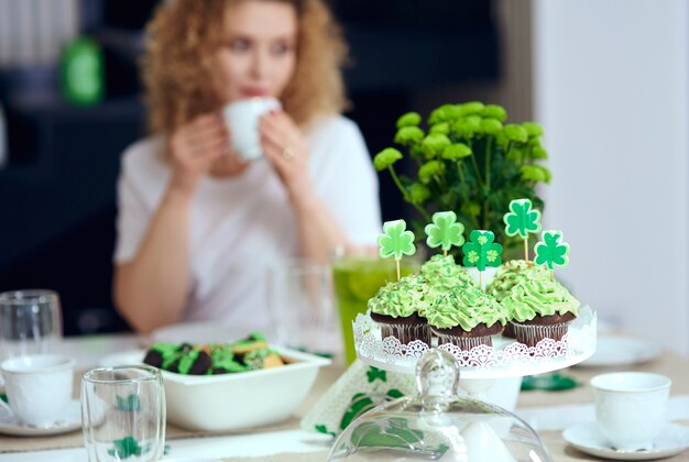 Table with sweet food at irish party