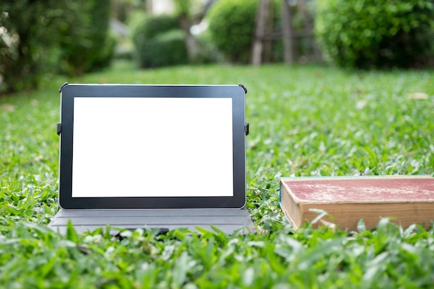 tablet on grass