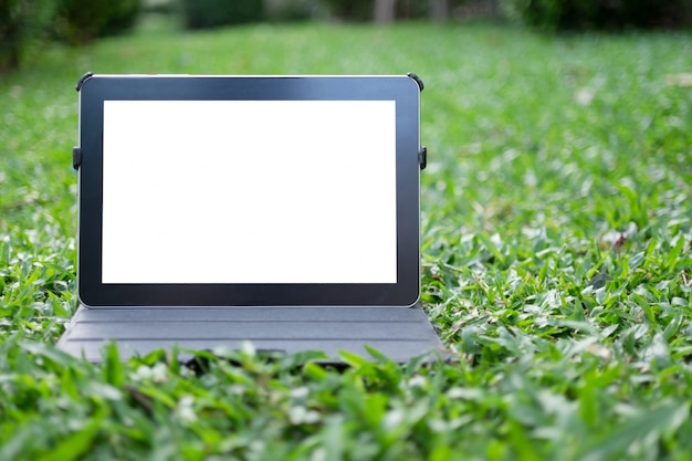 tablet on grass