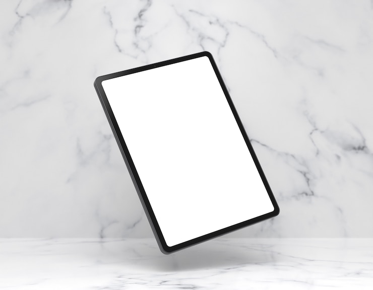Free Photo tablet on marble table