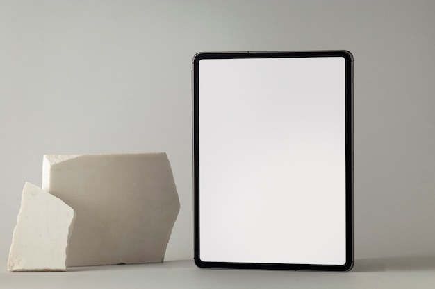 Tablet minimal display and rocks