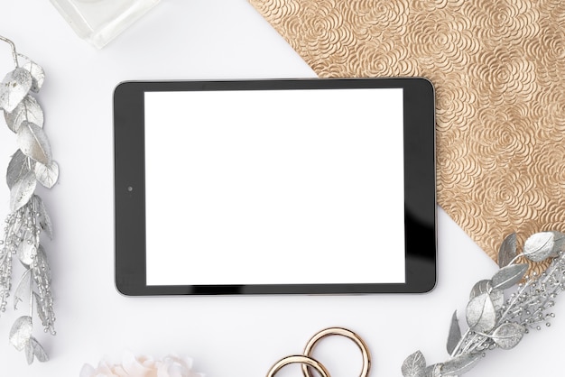 Tablet mock-up with decorations