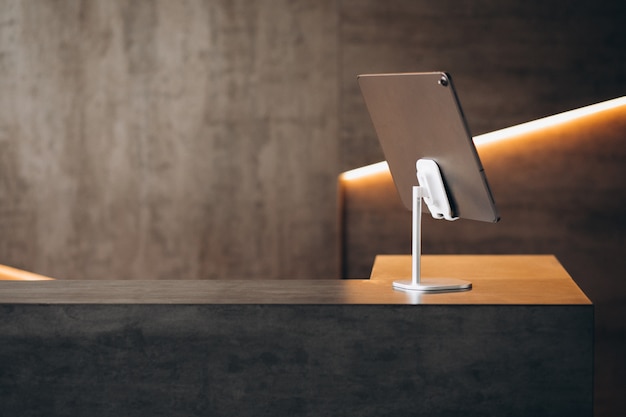 Tablet standing isolated on table