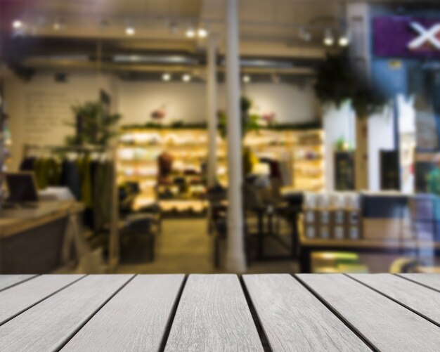 Tabletop looking out to grocery store