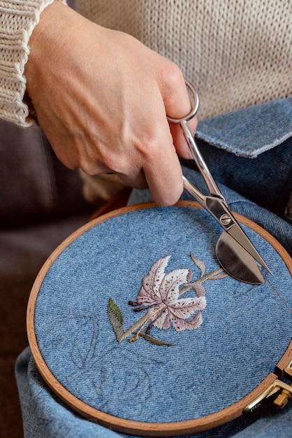 Tailor creating a beautiful decoration