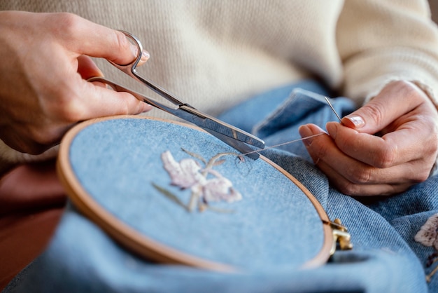 Tailor creating a beautiful decoration