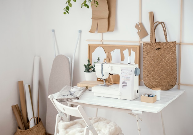 Tailoring studio with sewing machine on the table