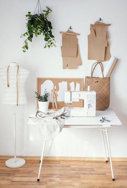 Tailoring studio with sewing machine and table