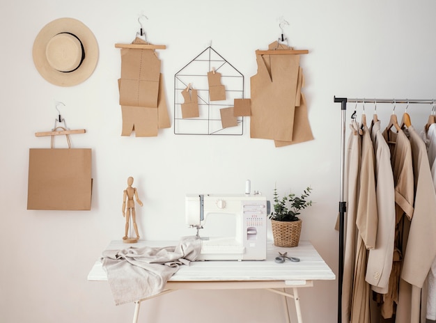 Tailoring studio with sewing machine and table