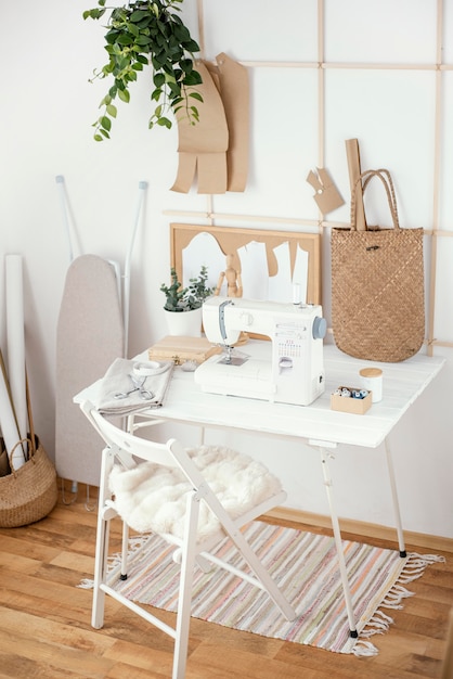 Tailoring studio with sewing machine