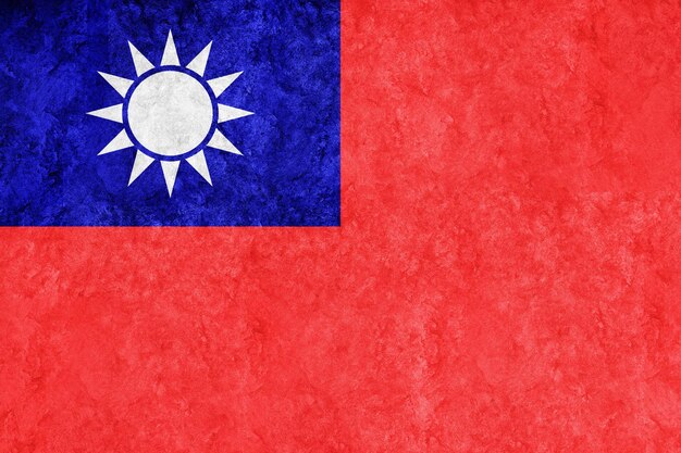 Taiwan Metallic flag, Textured flag, grunge flag