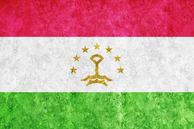 Металлический флаг Таджикистана, текстурированный флаг, гранж-флаг