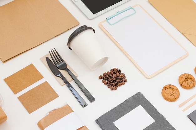 Take away food composition with clipboard