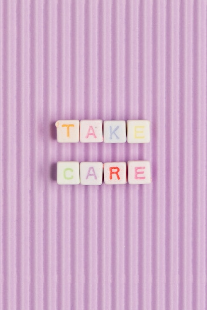 TAKE CARE lettering beads word quote with beads