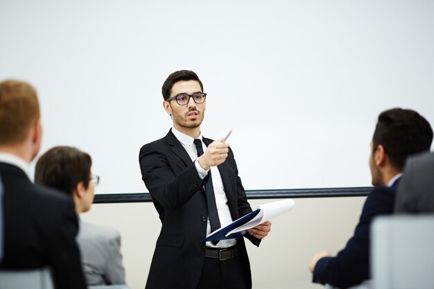 Talking to audience