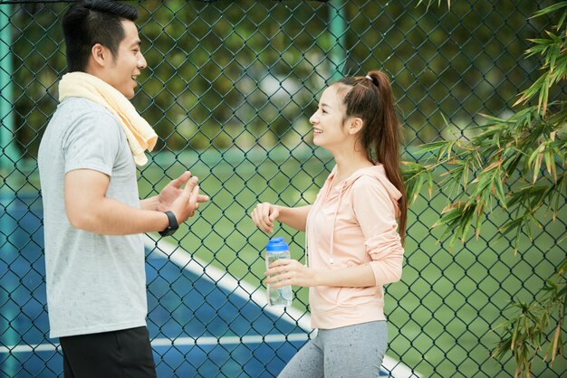 Talking sporty couple