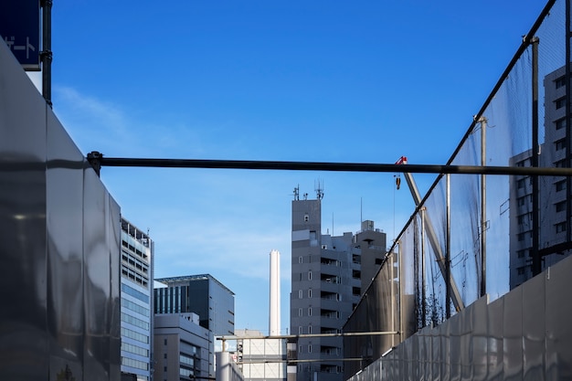 Tall chimney in urban area