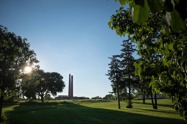 Tall chimneys and beautiful nature