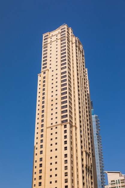 Tall Dubai Marina skyscrapers in UAE