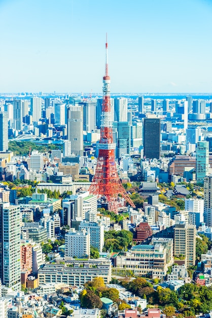 Бесплатное фото Высокий небо токийского района свет