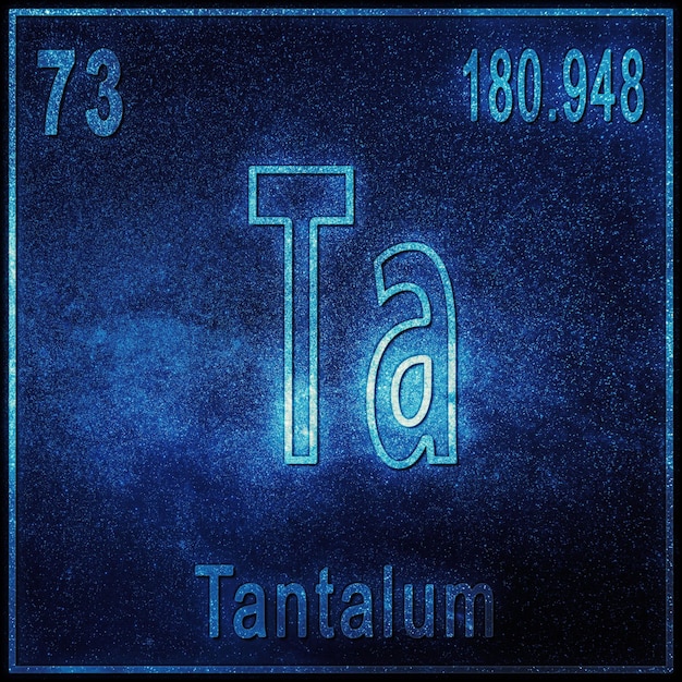 Химический элемент тантала, знак с атомным номером и атомным весом, элемент периодической таблицы