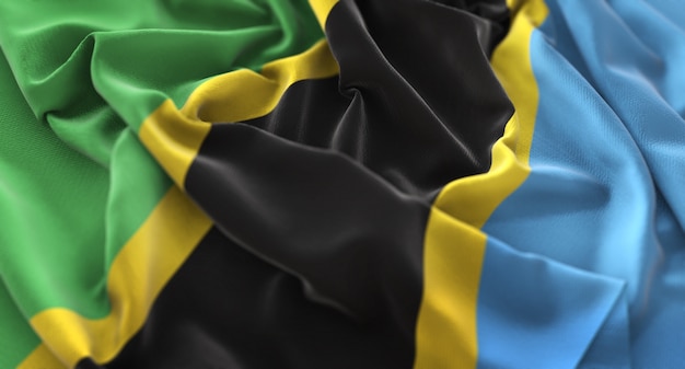 Free photo tanzania flag ruffled beautifully waving macro close-up shot