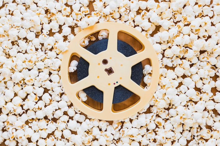 Free Photo tape of film reel in popcorn