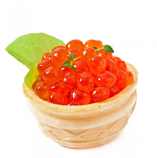 Tartlets with red caviar