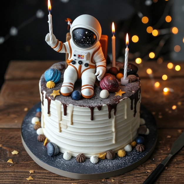 Free photo tasty astronaut 3d cake