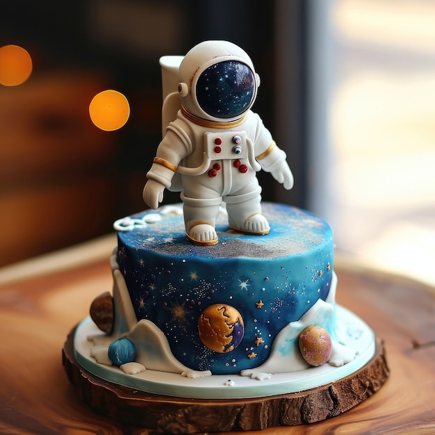 Foto gratuita una gustosa torta di astronauti in 3d.