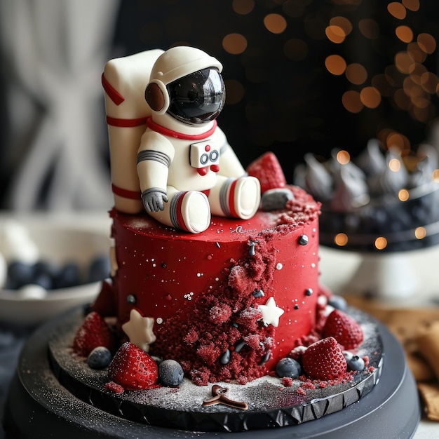 Free photo tasty astronaut 3d cake