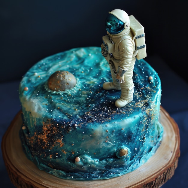 Free photo tasty astronaut 3d cake