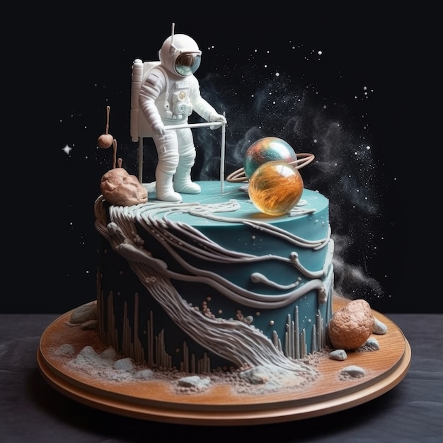 Foto gratuita una gustosa torta di astronauti in 3d.