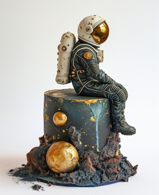Бесплатное фото Вкусный 3d-торт астронавта.