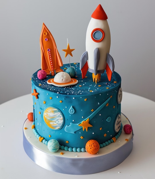 Free photo tasty astronaut 3d cake