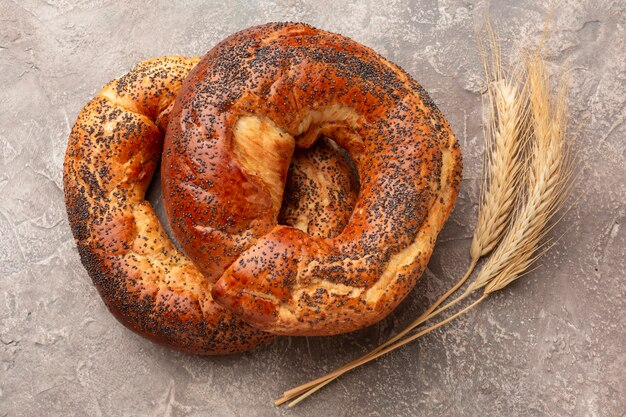 Tasty bagels with poppy seeds