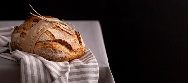 Tasty bread on table