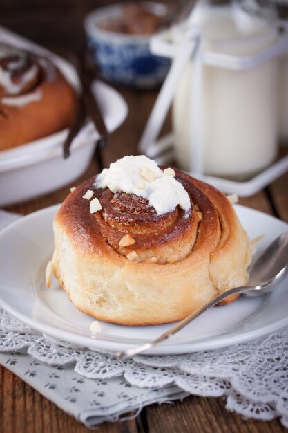 Tasty bun with almonds