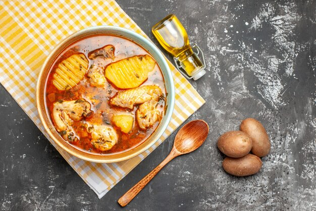 Tasty chicken soup with potato