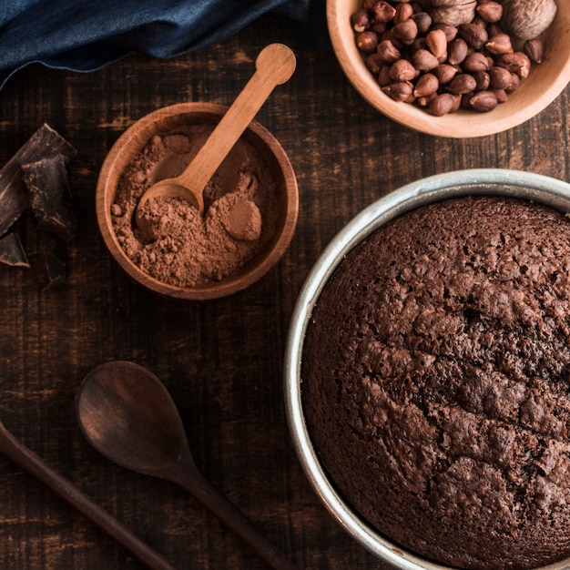 Бесплатное фото Вкусный шоколад и состав торта