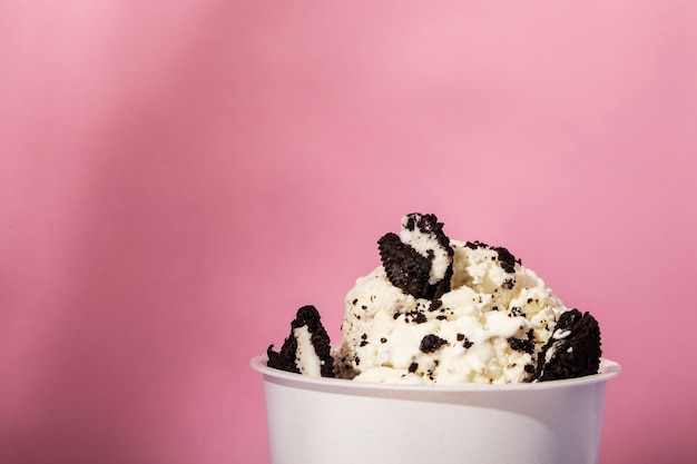 Tasty cookies and ice cream still life