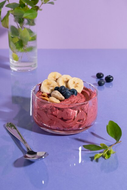 tasty cup of brazilian dessert with berries