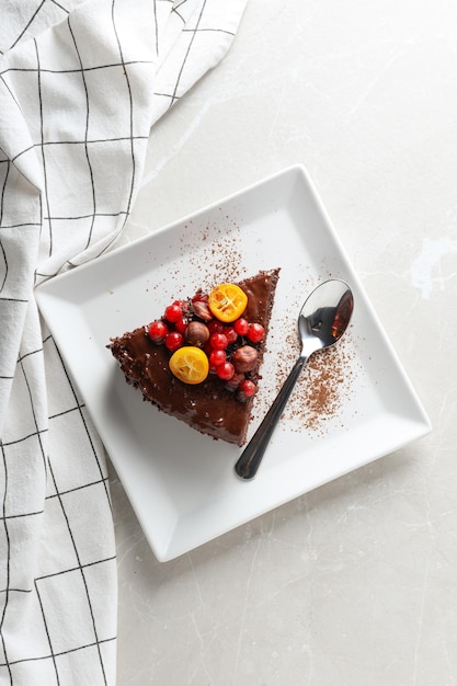 Вкусный десерт Шоколадный торт концепция вкусного десерта