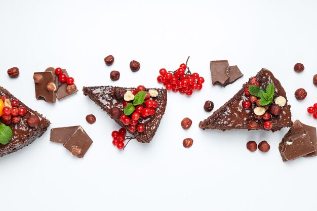 맛있는 디저트 맛있는 디저트의 초콜릿 케이크 개념