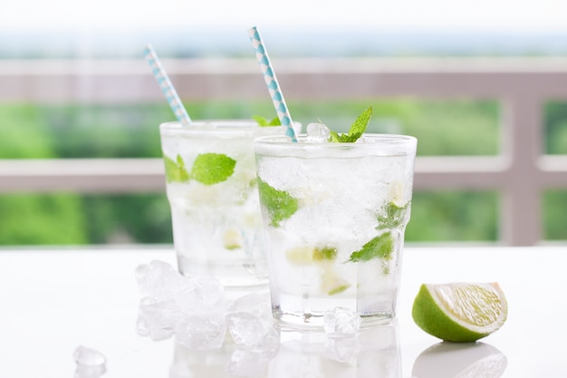 Tasty drink with lemon and spearmint