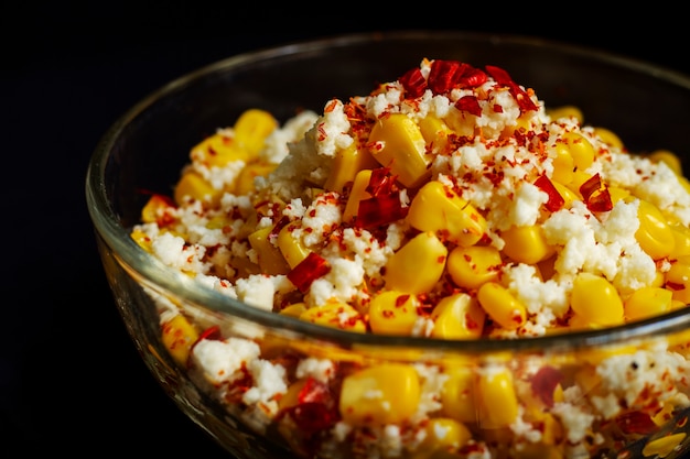 Free photo tasty esquites with spices high angle